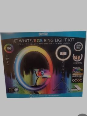 BOWER 16" White/RGB Ring Light Kit - Blue/Multicolor